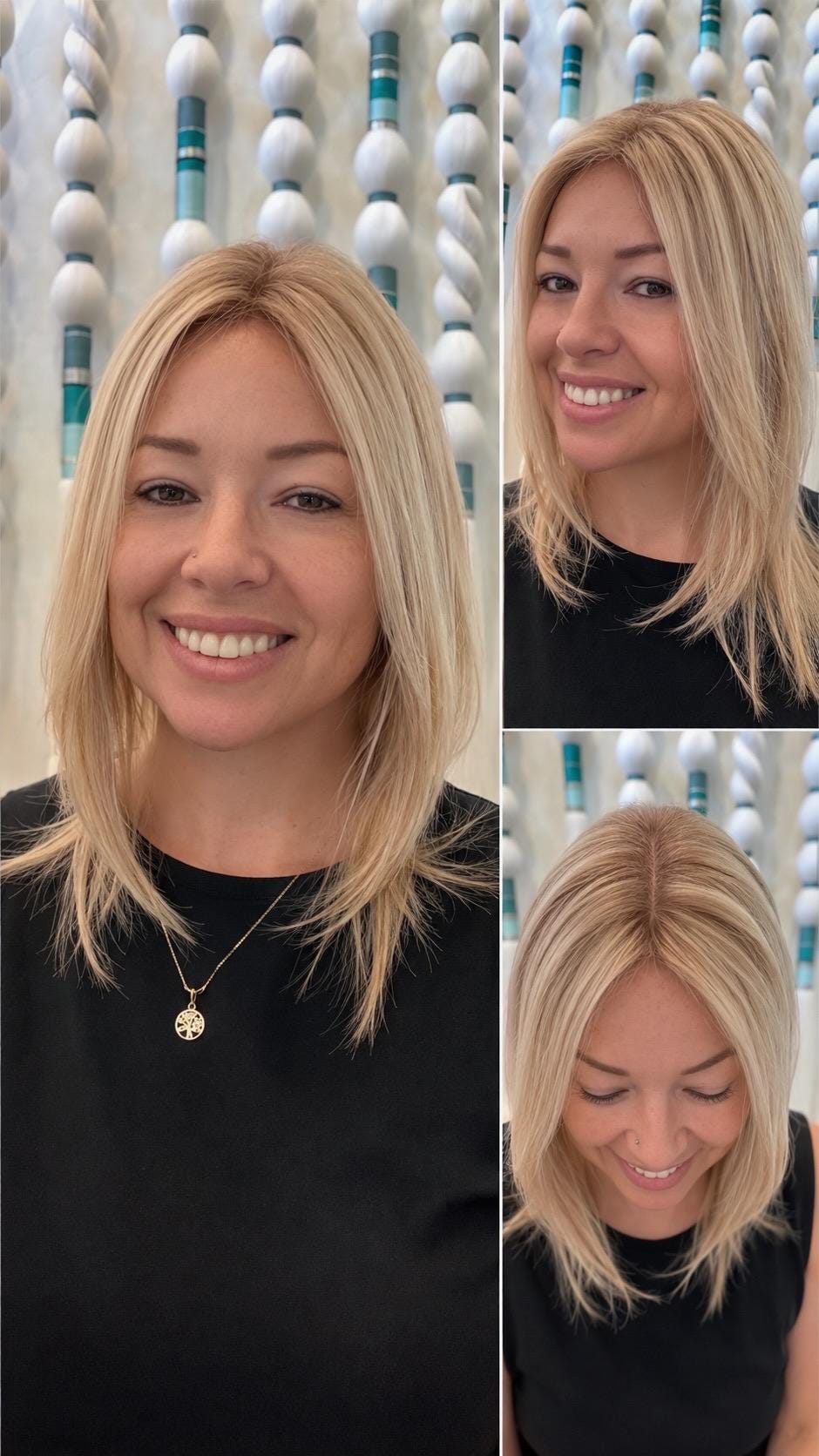 ALFAJOR Remy Human Hair Topper 16" | 3x5.5” monofilament top| Natural Density | Bright Blonde with blonde lowlights