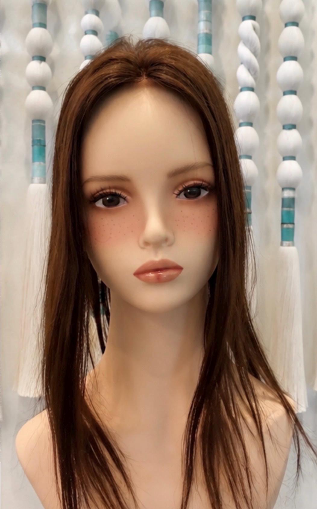 YOKAN Remy Human Hair Topper 16" | 3x5.5” monofilament top| Natural Density | Dark Brown