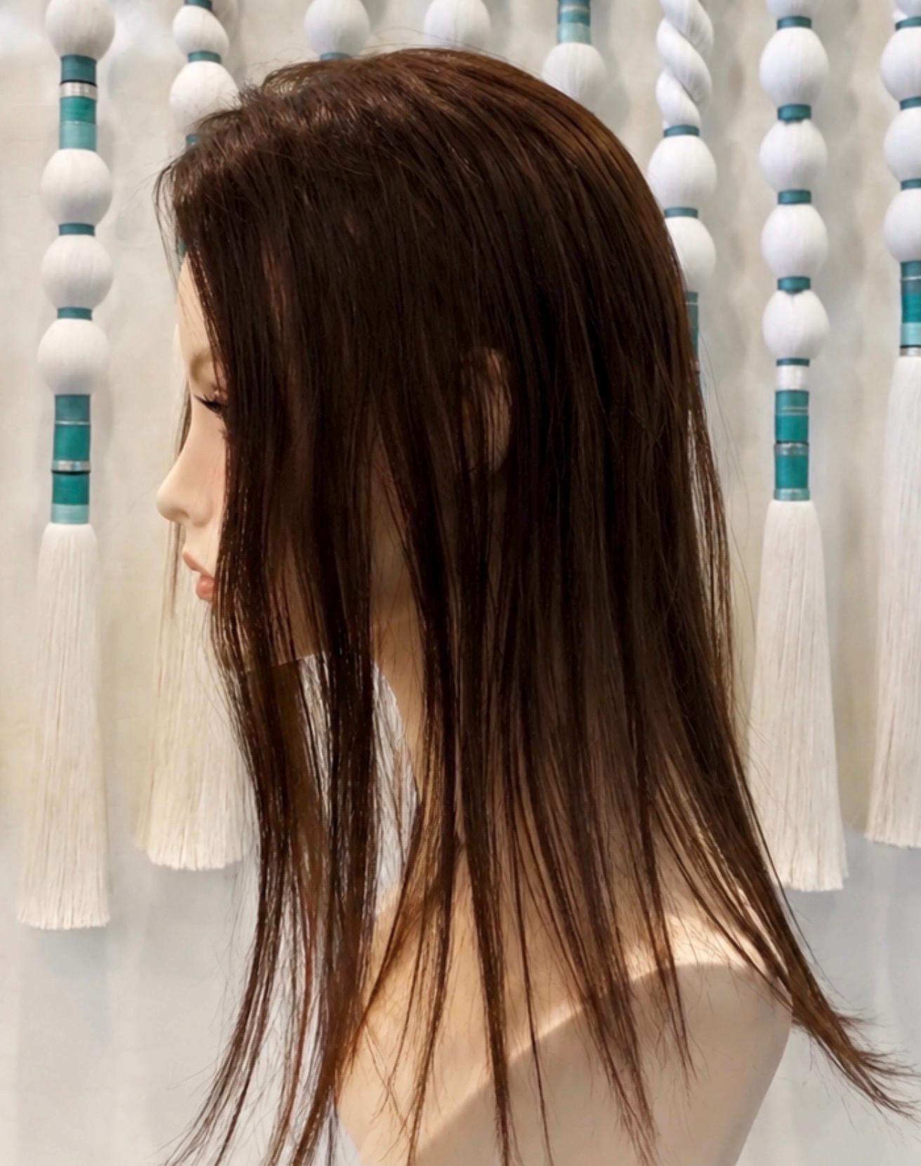 YOKAN Remy Human Hair Topper 16" | 3x5.5” monofilament top| Natural Density | Dark Brown