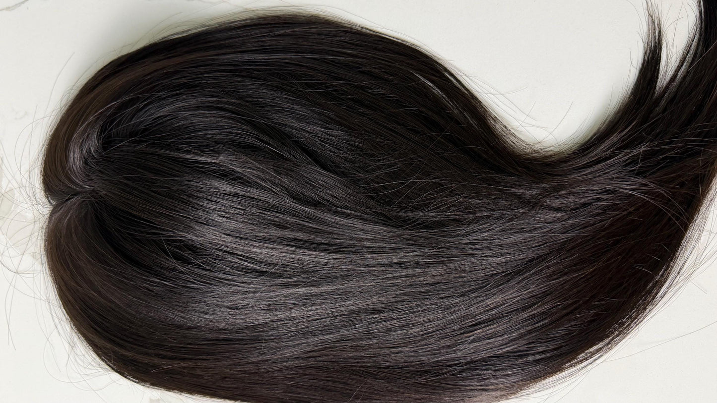 CANELE 6.5x7”” Remy Human Hair Topper 16” silk top| Natural Density | Natural Black
