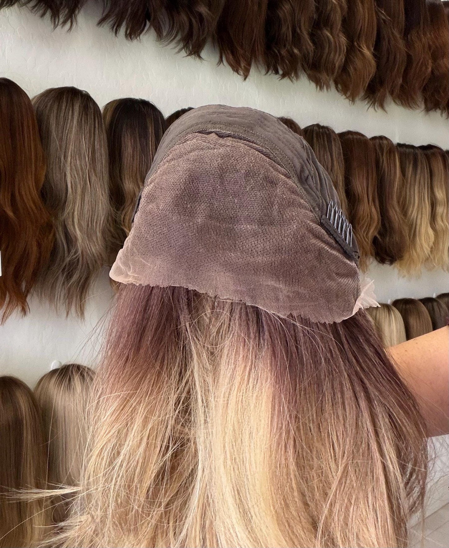 14" Lace Front Wig – Heat-Resistant Futura Fiber, Highlight Blonde Balayage Natural density Layered Haircut customization available PRINCESA