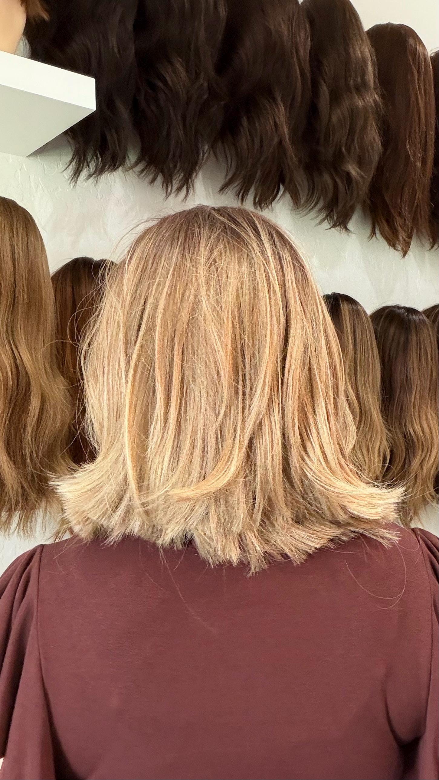 14" Lace Front Wig – Heat-Resistant Futura Fiber, Highlight Blonde Balayage Natural density Layered Haircut customization available PRINCESA