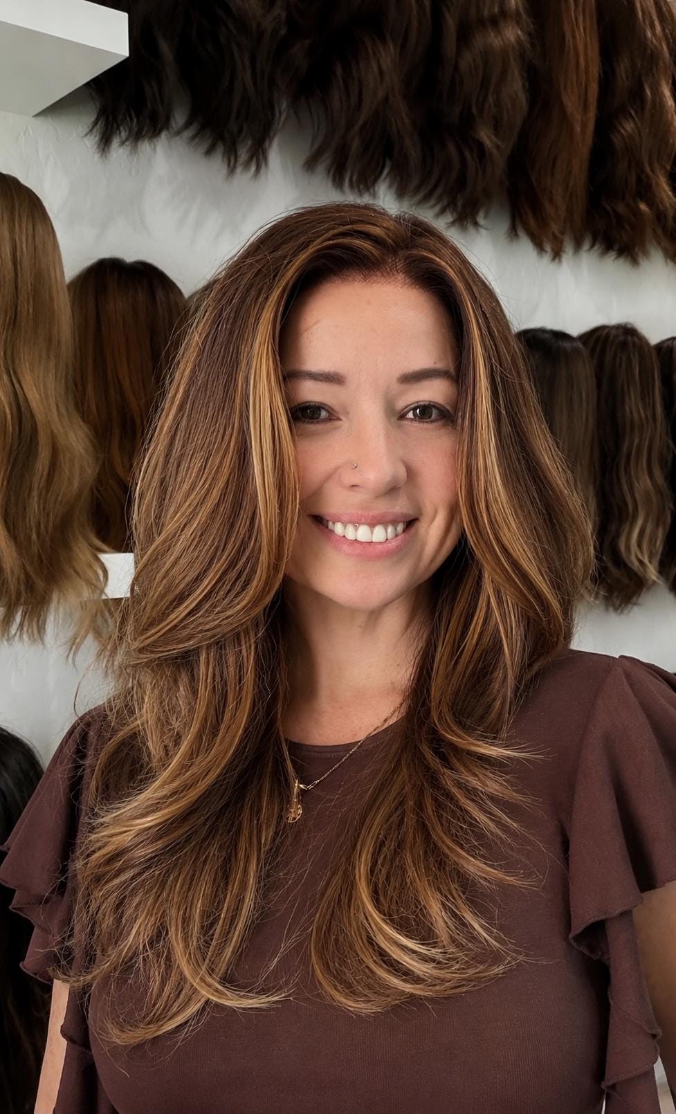 30" Lace Front Wig – Heat-Resistant Futura Fiber, Highlight Blonde Balayage Natural density Layered Haircut customization available CONDESA