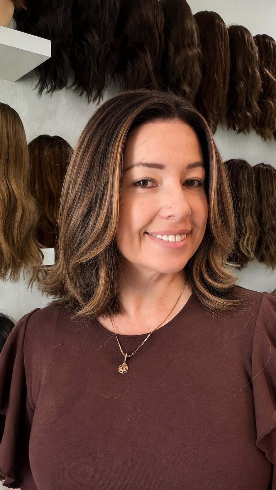 14" Lace Front Wig – Heat-Resistant Futura Fiber, Highlight Blonde Balayage Natural density Layered Haircut customization available PRINCESA
