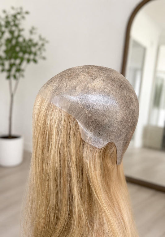 18" more colors Full Thin Skin Medical Wig, Human Virgin Hair System For Women Alopecia Tatalis, PU Polyskin Wig,Hair Loss vacuum seal wig