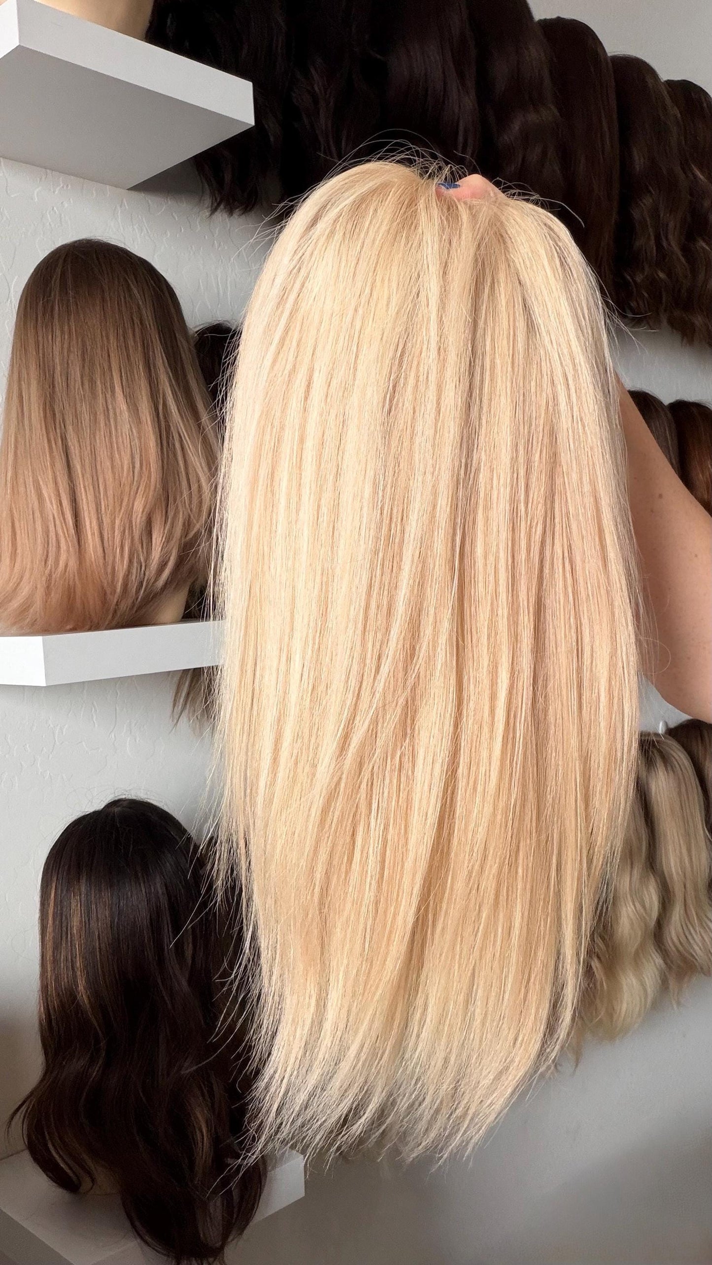 GELATINA 5x6”” Remy Human Hair Topper 16” monofilament top| Low Density | Blonde with Highlights