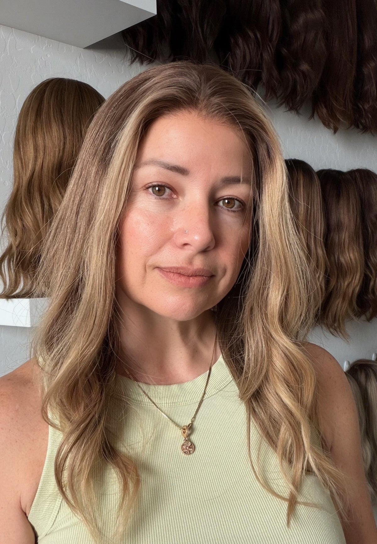 MARINA Layered European Remy Human Hair Wig | Medium Density 13x6” Lace Top Wig | light brown and blonde balayage 18”-26” bleached knots