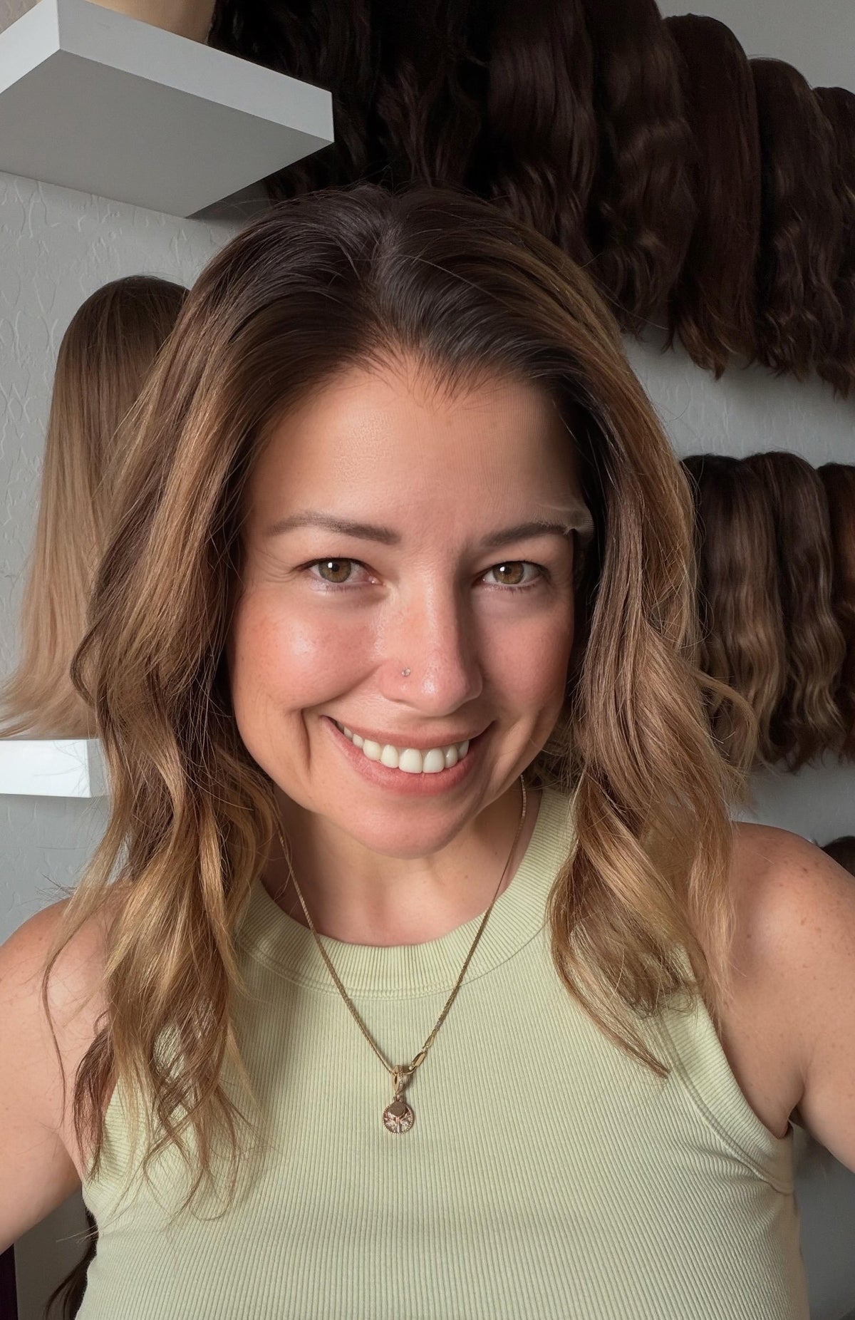 HILLARY Brazilian Remy Human Hair Wig | Natural Density 13x6 Lace front Wig | widows peak 18-28” dark root Blonde caramel Balayage.