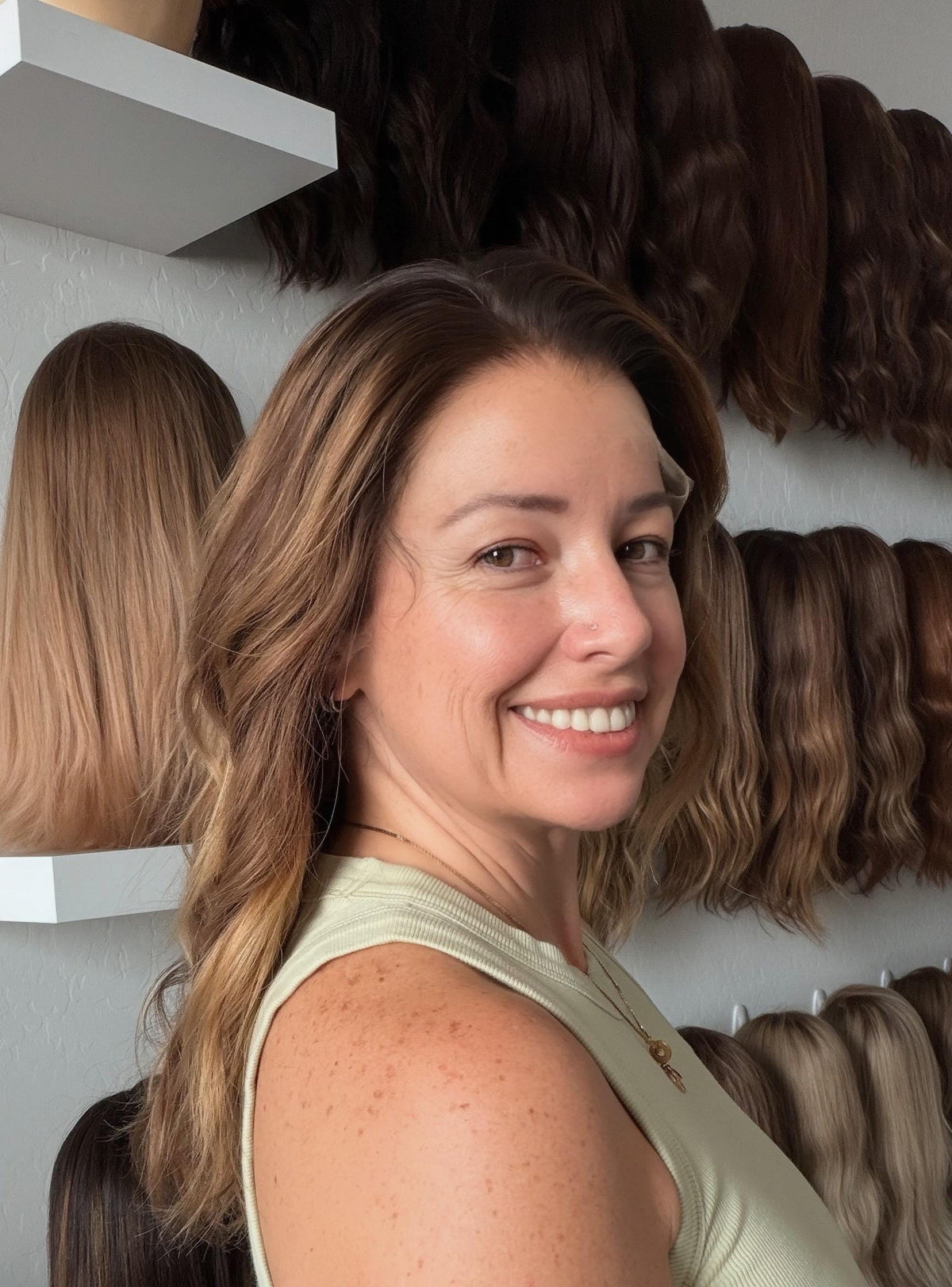 HILLARY Brazilian Remy Human Hair Wig | Natural Density 13x6 Lace front Wig | widows peak 18-28” dark root Blonde caramel Balayage.