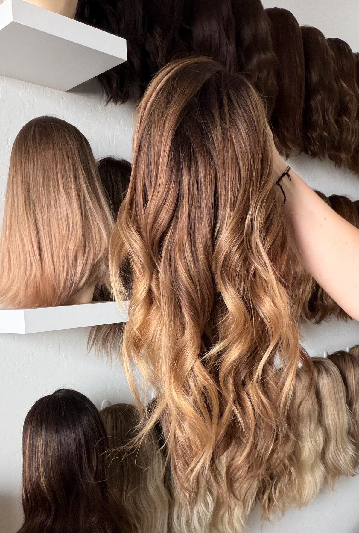 HILLARY Brazilian Remy Human Hair Wig | Natural Density 13x6 Lace front Wig | widows peak 18-28” dark root Blonde caramel Balayage.