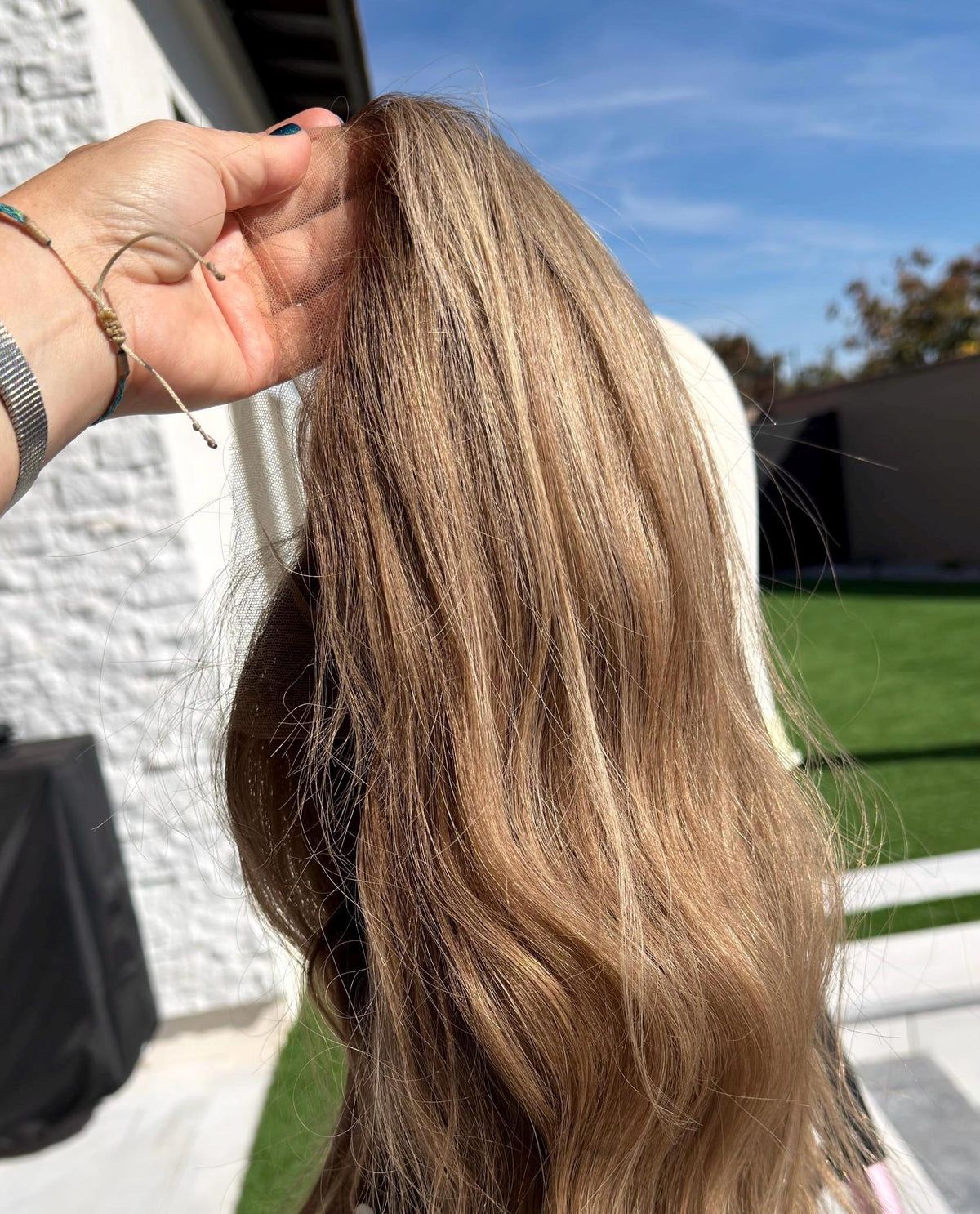 ARBOR Layered European Remy Human Hair Wig | Natural Density 5x5.5” Lace Top Wig | Blonde balayage | 14-26” Bleached Knots
