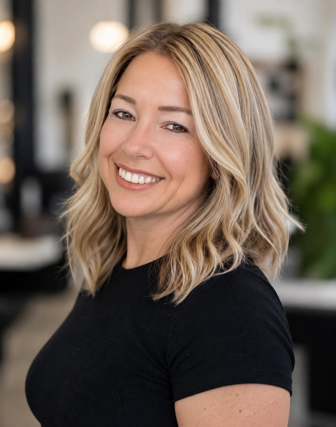ARBOR Layered European Remy Human Hair Wig | Natural Density 5x5.5” Lace Top Wig | Blonde balayage | 14-26” Bleached Knots
