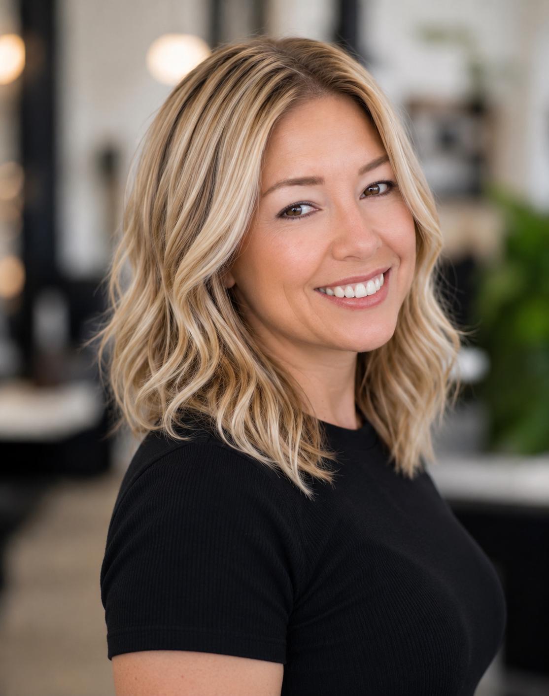 ARBOR Layered European Remy Human Hair Wig | Natural Density 5x5.5” Lace Top Wig | Blonde balayage | 14-26” Bleached Knots
