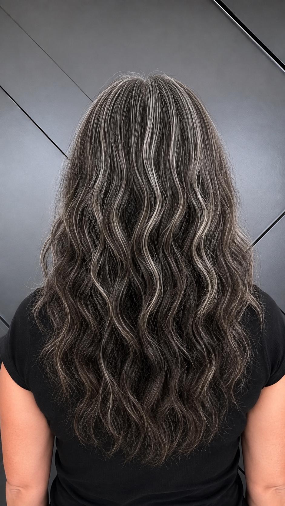 ALANA Custom-Made Human Hair Topper 9x9" | Salt and Pepper Human Hair Silk top | Medium-High Density | 20” European Hair