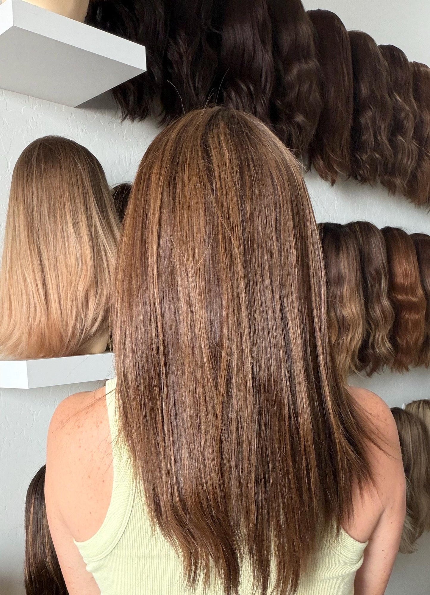 BEIGADEIRO 9x9” Remy Human Hair Topper 16-20” silk top| Low Density | Dark Brown brown with Carame highlights
