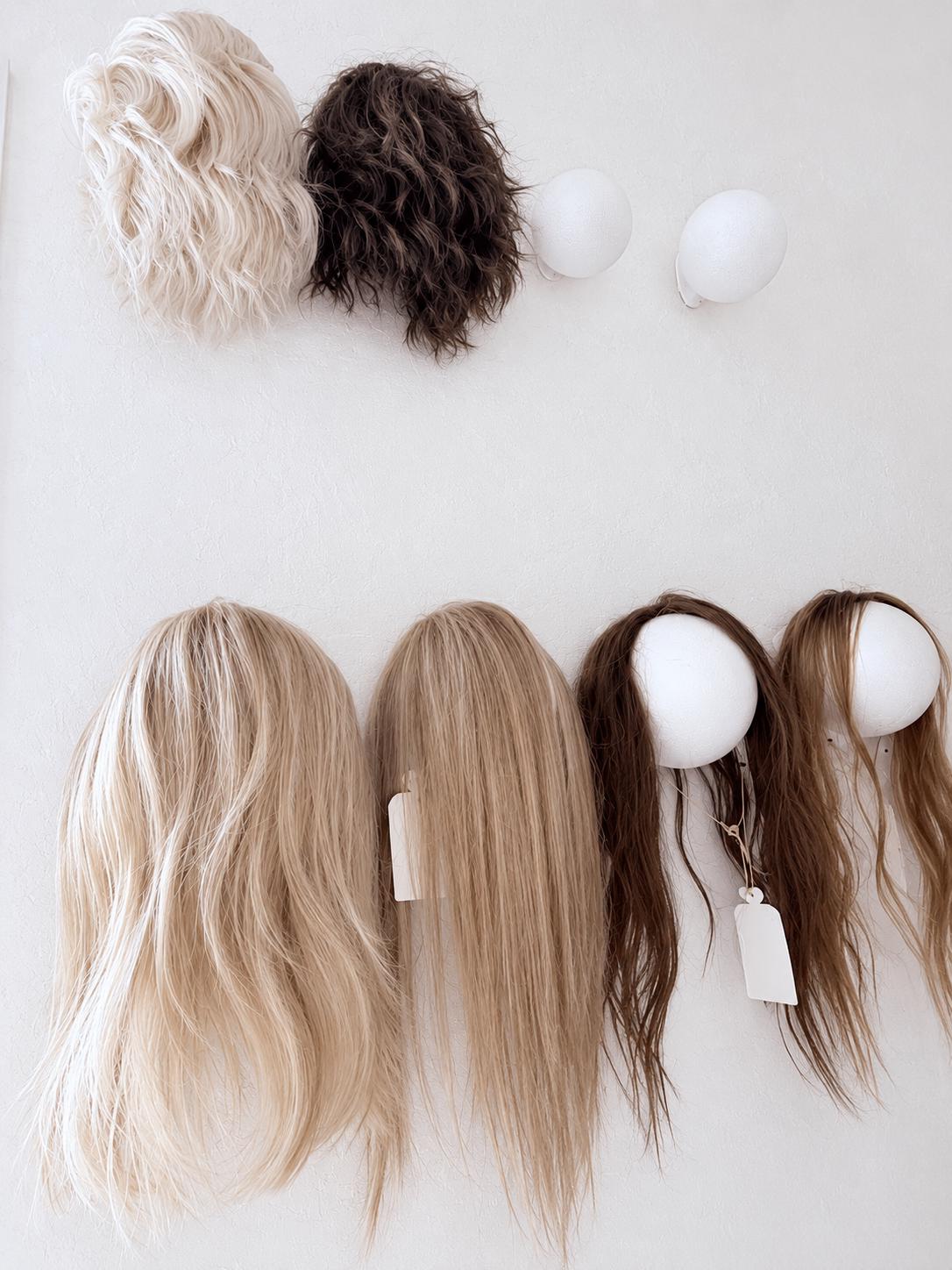 Wall-Mounted Wig & Topper Organizer Set of 2, Wig Storage Holder, 6” Foam Head Stand, Wig Display, Hairpiece and Topper Storage