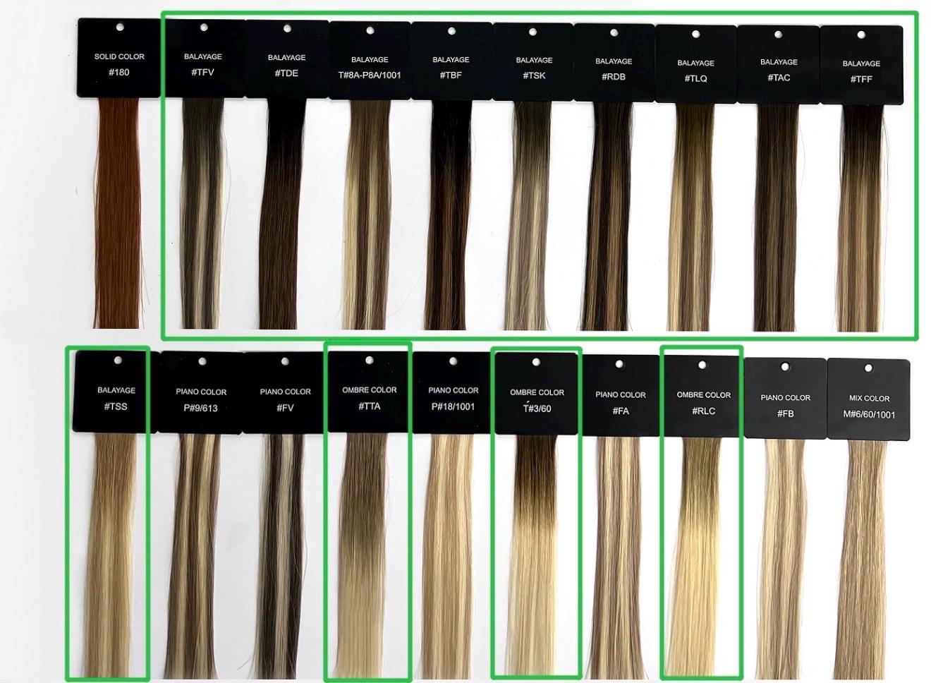 Human Hair Extensions Color Ring Blonde Brunette Balayage Piano Colors Human Hair Swatches Perfect Match for Extensions Toppers and Wigs