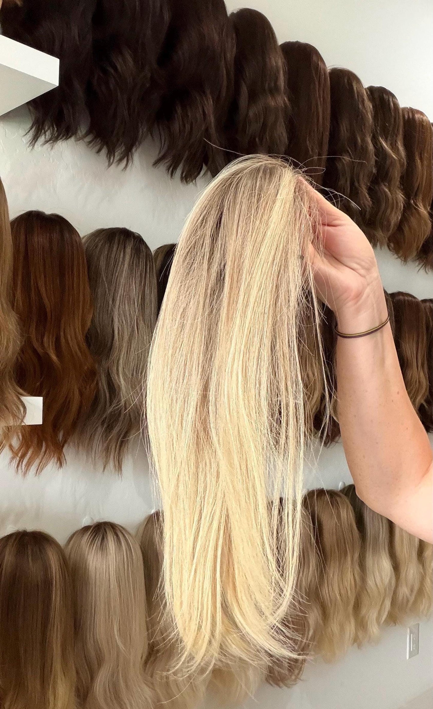 Human Hair Lace front halo Topper 5x5” | ashy blonde mushroom roots Human hair | hair Coverage | Thinning Hair | 14" | bleached knots TOTO