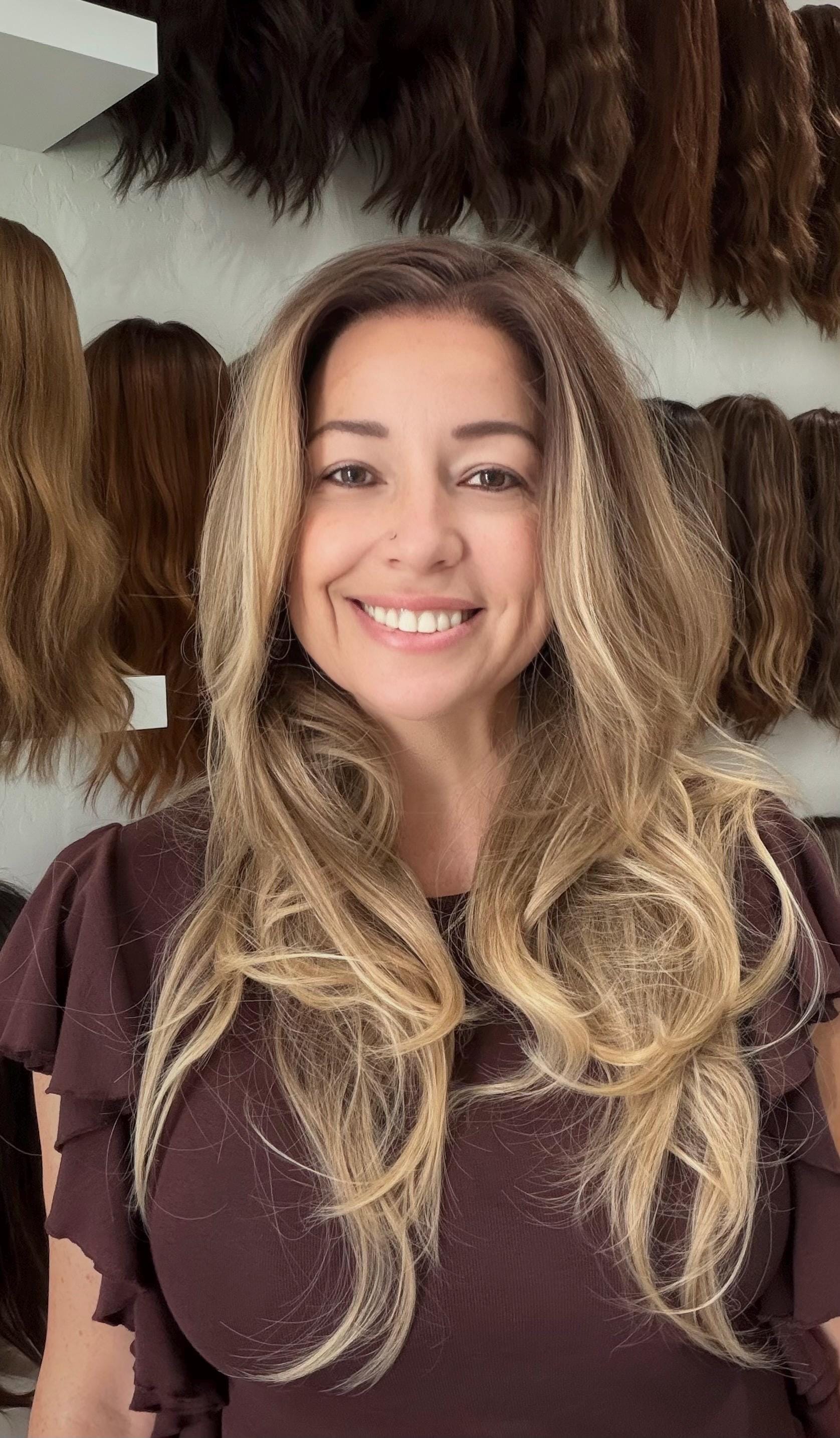 30" Lace Front Wig – Heat-Resistant Futura Fiber, Highlight Blonde Balayage Natural density Layered Haircut customization available CONDESA