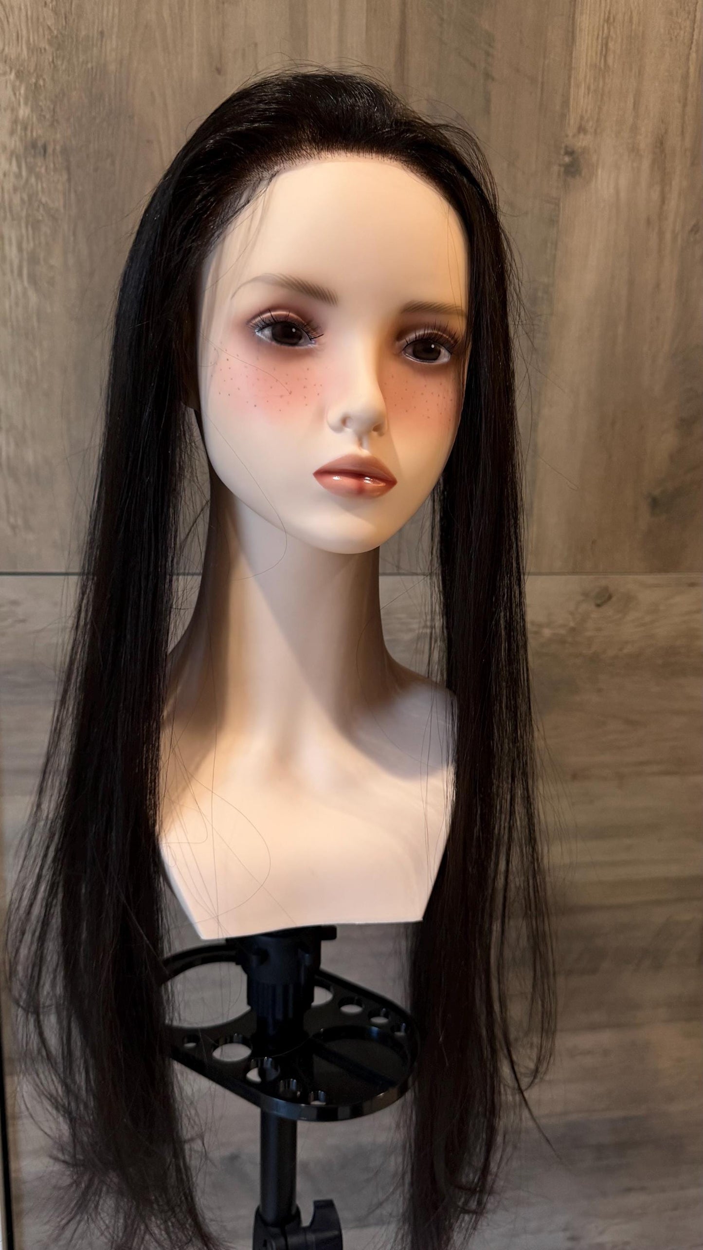 Human Hair Hairline Topper 1.5x12.5” Natural Black | Halo Attachment | High Density Ear-to-Ear Coverage | 24-26” custom piece Harmandeep