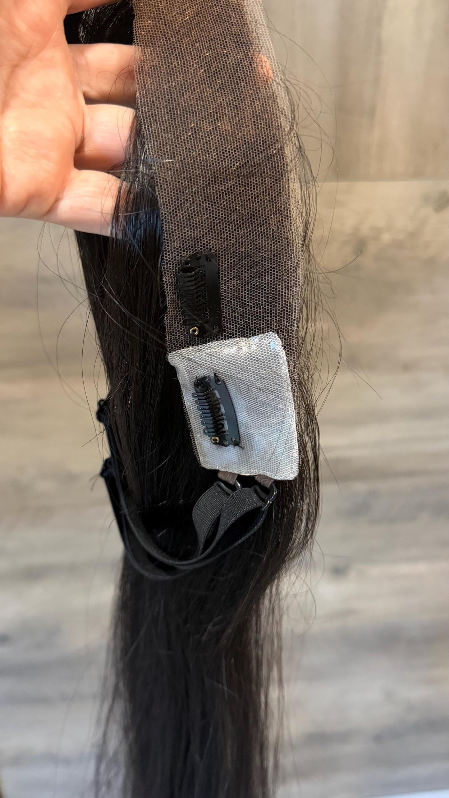 Human Hair Hairline Topper 1.5x12.5” Natural Black | Halo Attachment | High Density Ear-to-Ear Coverage | 24-26” custom piece Harmandeep