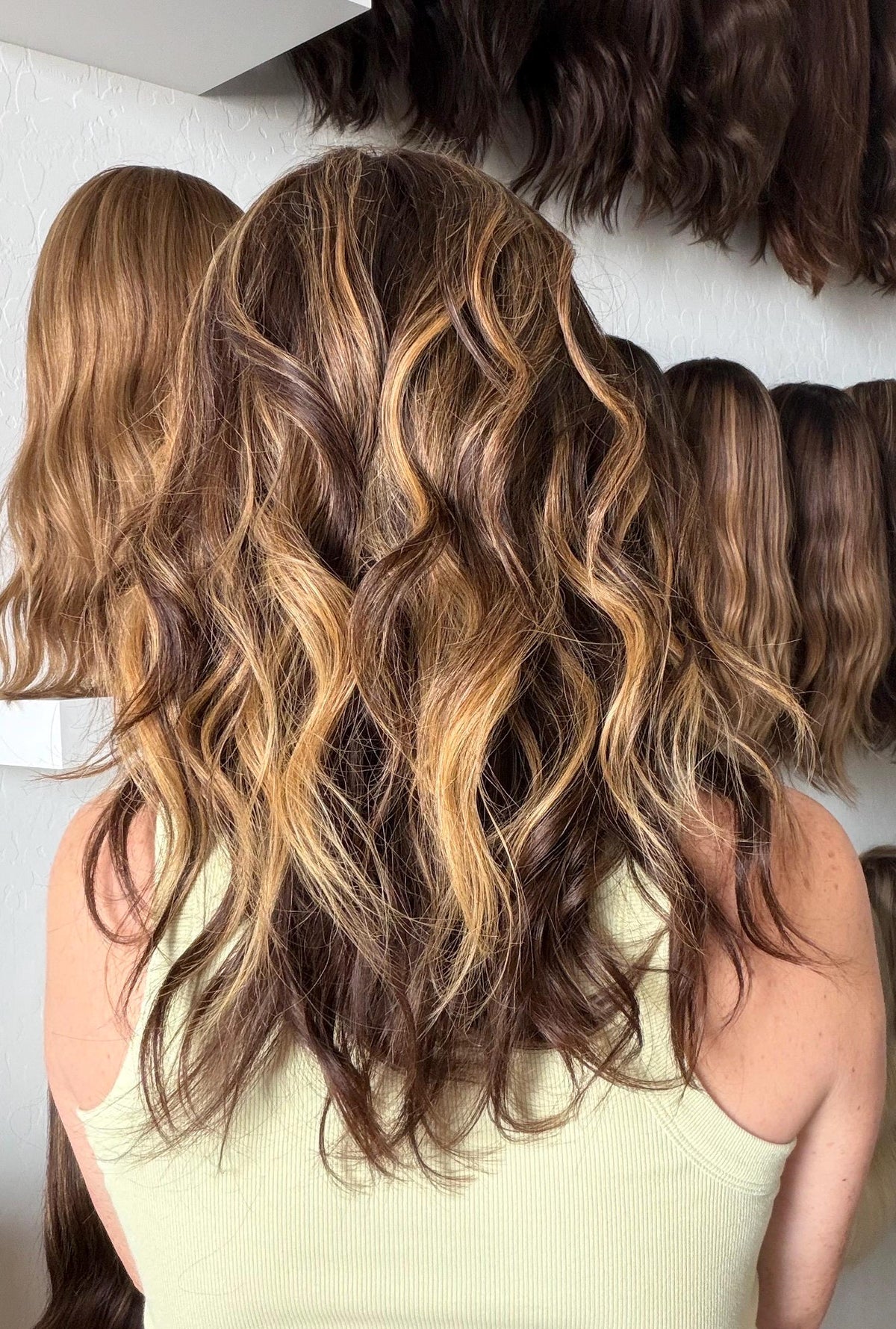 FINA Layered European Remy Human Hair Wig | Medium Density 13x6” Lace Top Wig | Warm bronde balayage | 18-26” Bleached Knot