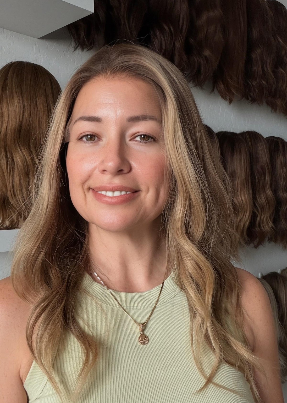 MARINA Layered European Remy Human Hair Wig | Medium Density 13x6” Lace Top Wig | light brown and blonde balayage 18”-26” bleached knots
