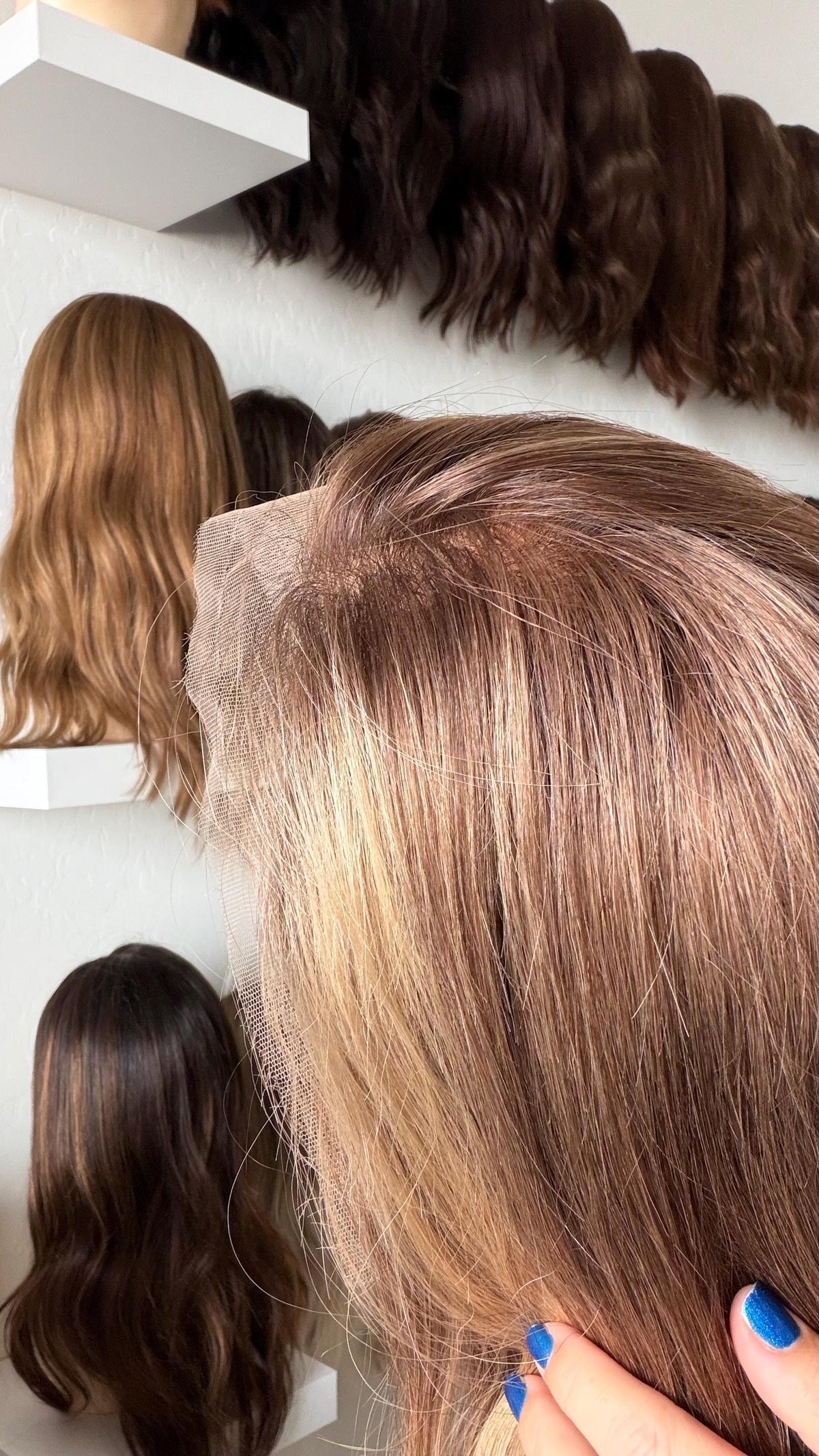 MARINA Layered European Remy Human Hair Wig | Medium Density 13x6” Lace Top Wig | light brown and blonde balayage 18”-26” bleached knots