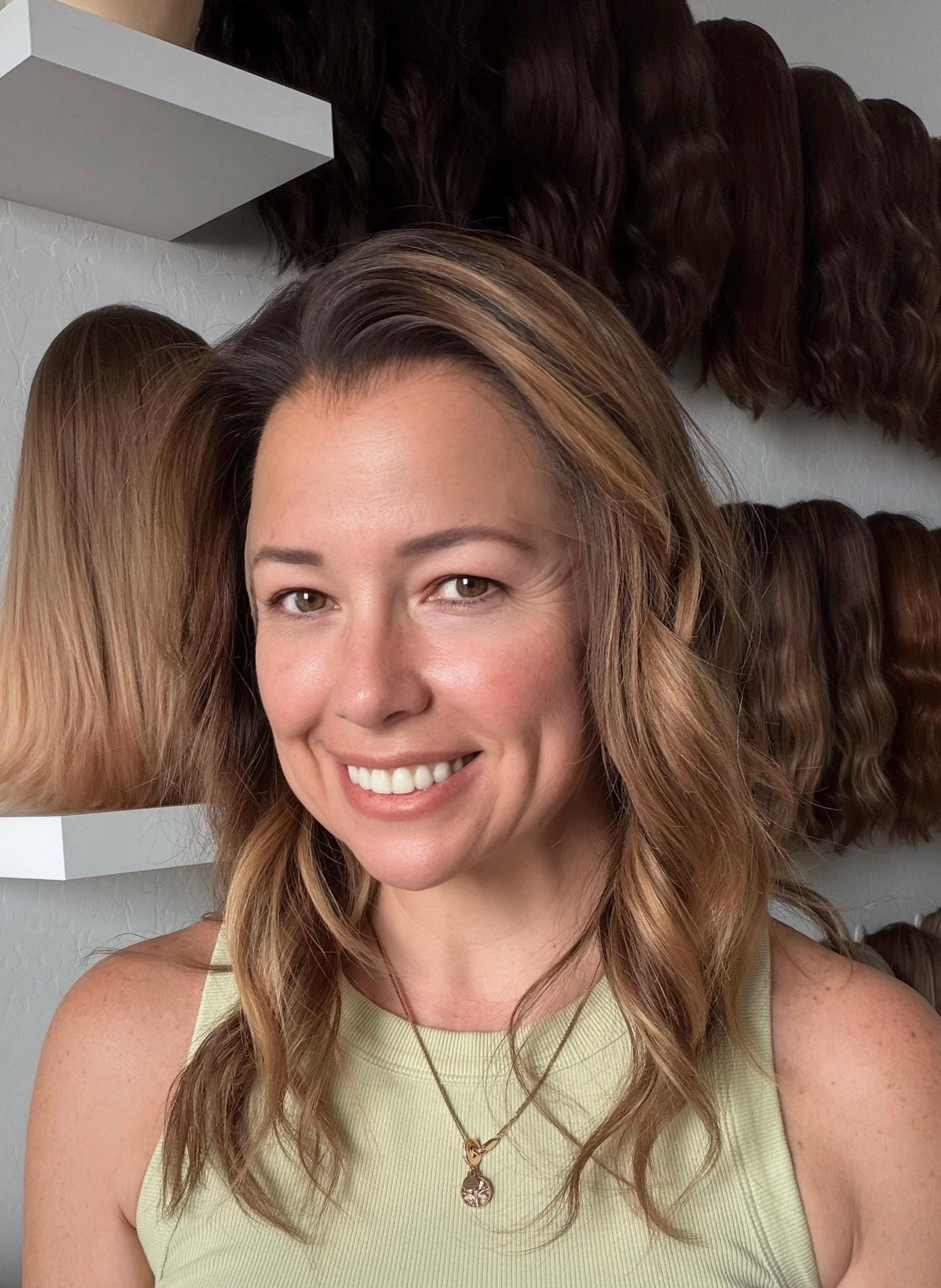 HILLARY Brazilian Remy Human Hair Wig | Natural Density 13x6 Lace front Wig | widows peak 18-28” dark root Blonde caramel Balayage.