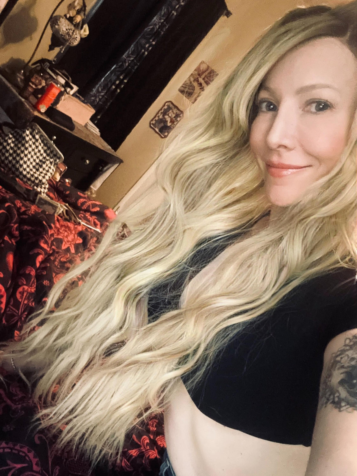 KIMMY Remy Human Hair Wig | HD Lace Front Wig | Blonde Balayage with Shadow Root | Bleached Knots | Natural Frontal Natural Density 26-32”