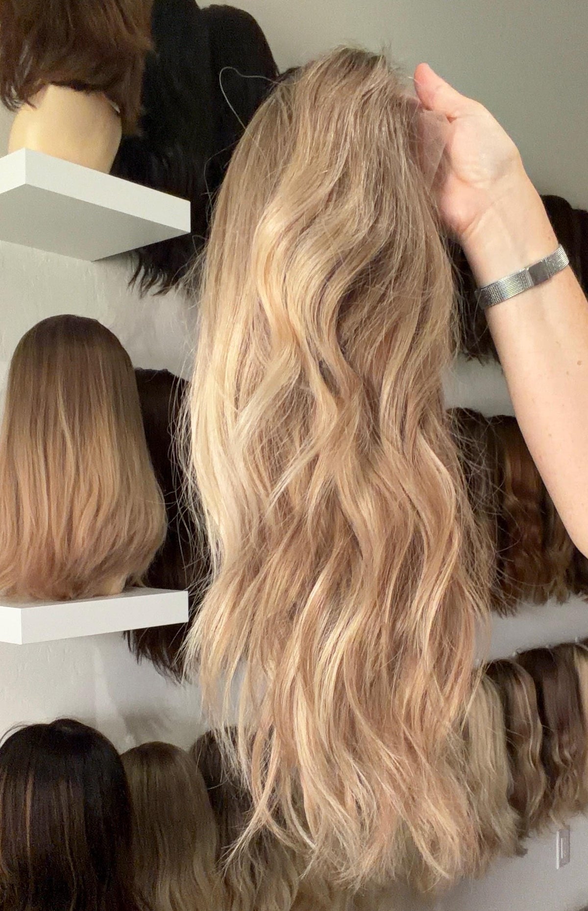 LORI Layered Mongolian Remy Human Hair Wig | Medium Density 13x6” Lace front Wig | Honey Bronde | 20”-26” Bleached Knot