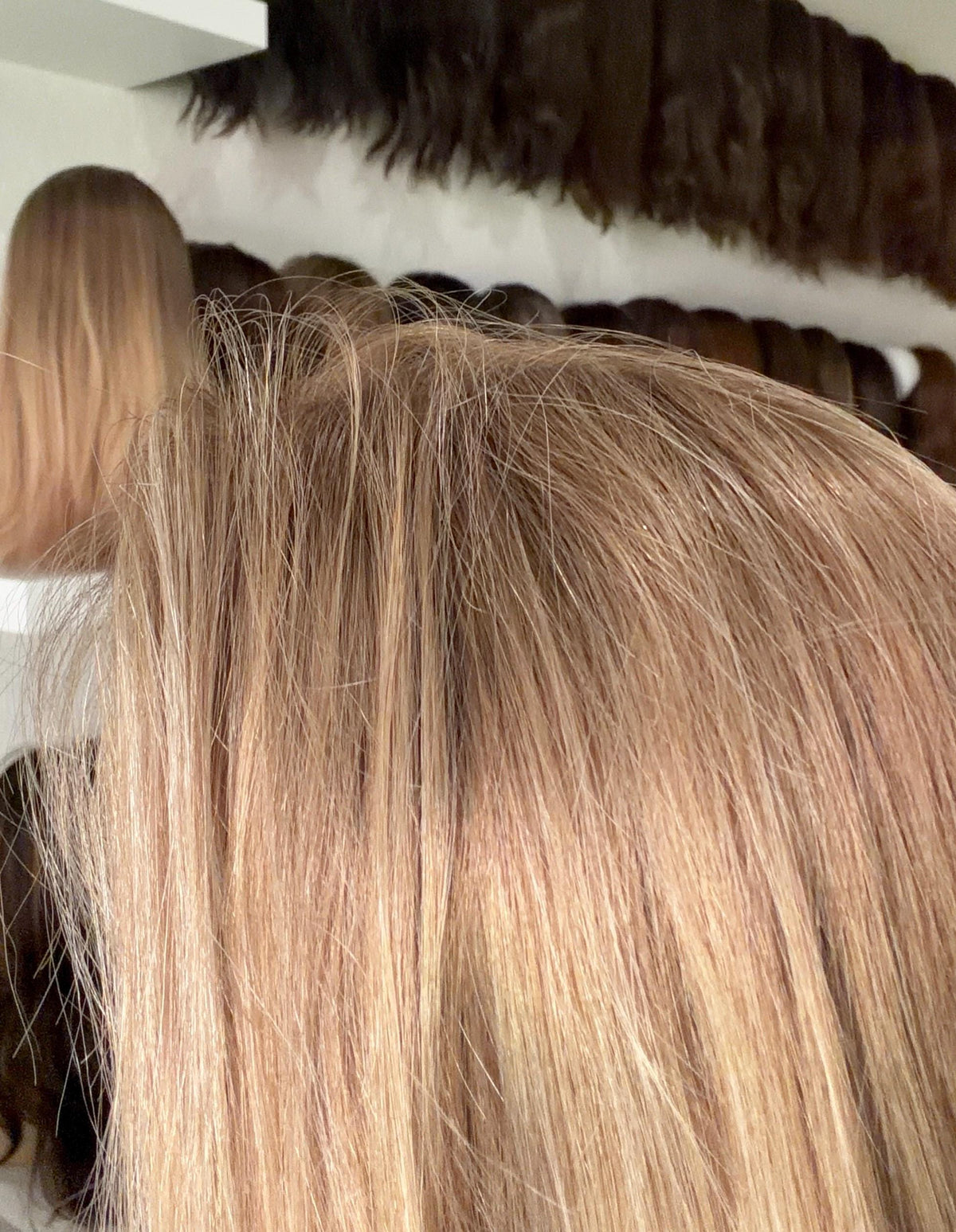 LORI Layered Mongolian Remy Human Hair Wig | Medium Density 13x6” Lace front Wig | Honey Bronde | 20”-26” Bleached Knot