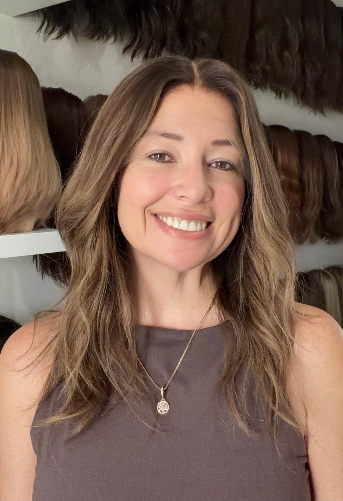 GLORIA Layered Mongolian Remy Human Hair Wig | Natural Density 13x6 Lace Front Wig | Warm cocoa brown Vtabs | 20”-26” Bleached Knots