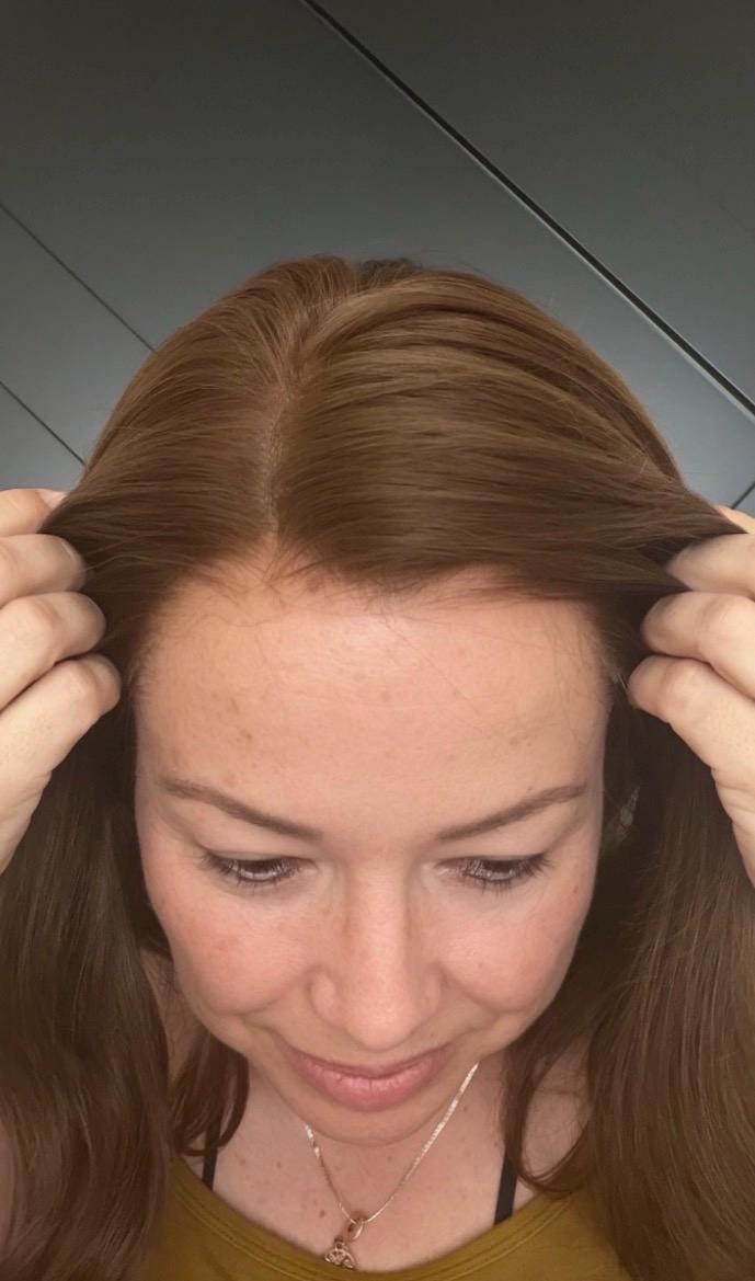 Human Hair Frontal topper SALE Mongolian 2x11 + 4x6 Deep Base Reddish Brown Wide Lace Front & Crown Halo Human Hair Topper | 12-14” PATTY
