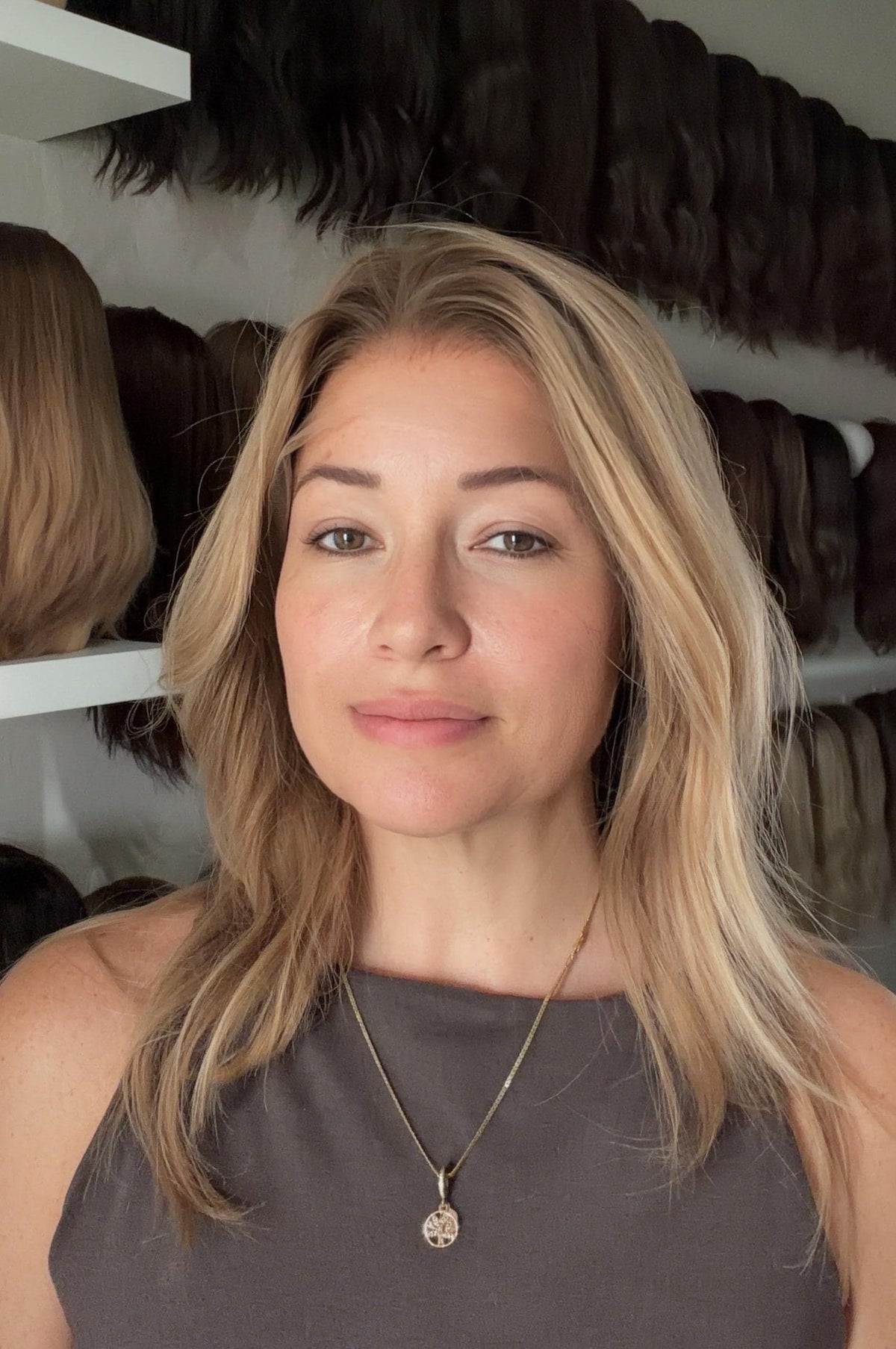 LORI Layered Mongolian Remy Human Hair Wig | Medium Density 13x6” Lace front Wig | Honey Bronde | 20”-26” Bleached Knot