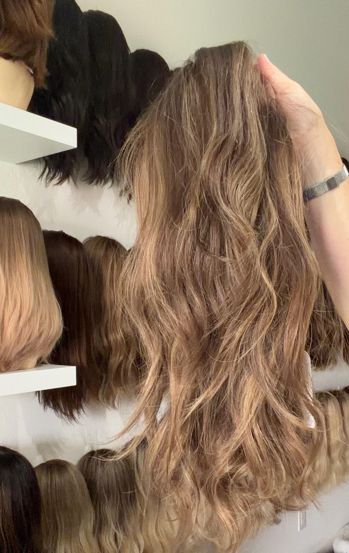 GLORIA Layered Mongolian Remy Human Hair Wig | Natural Density 13x6 Lace Front Wig | Warm cocoa brown Vtabs | 20”-26” Bleached Knots