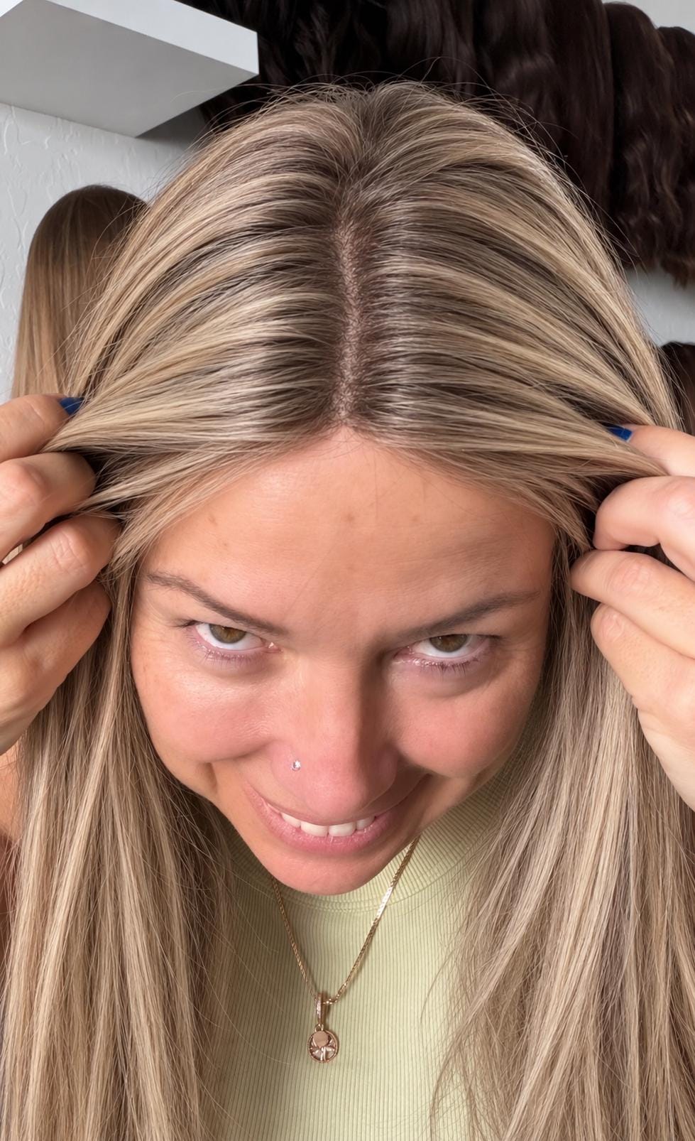 LYCHE 9x9” Remy Human Hair Topper 16-20” silk top| Low Density | ash brown with ashy blonde highlights