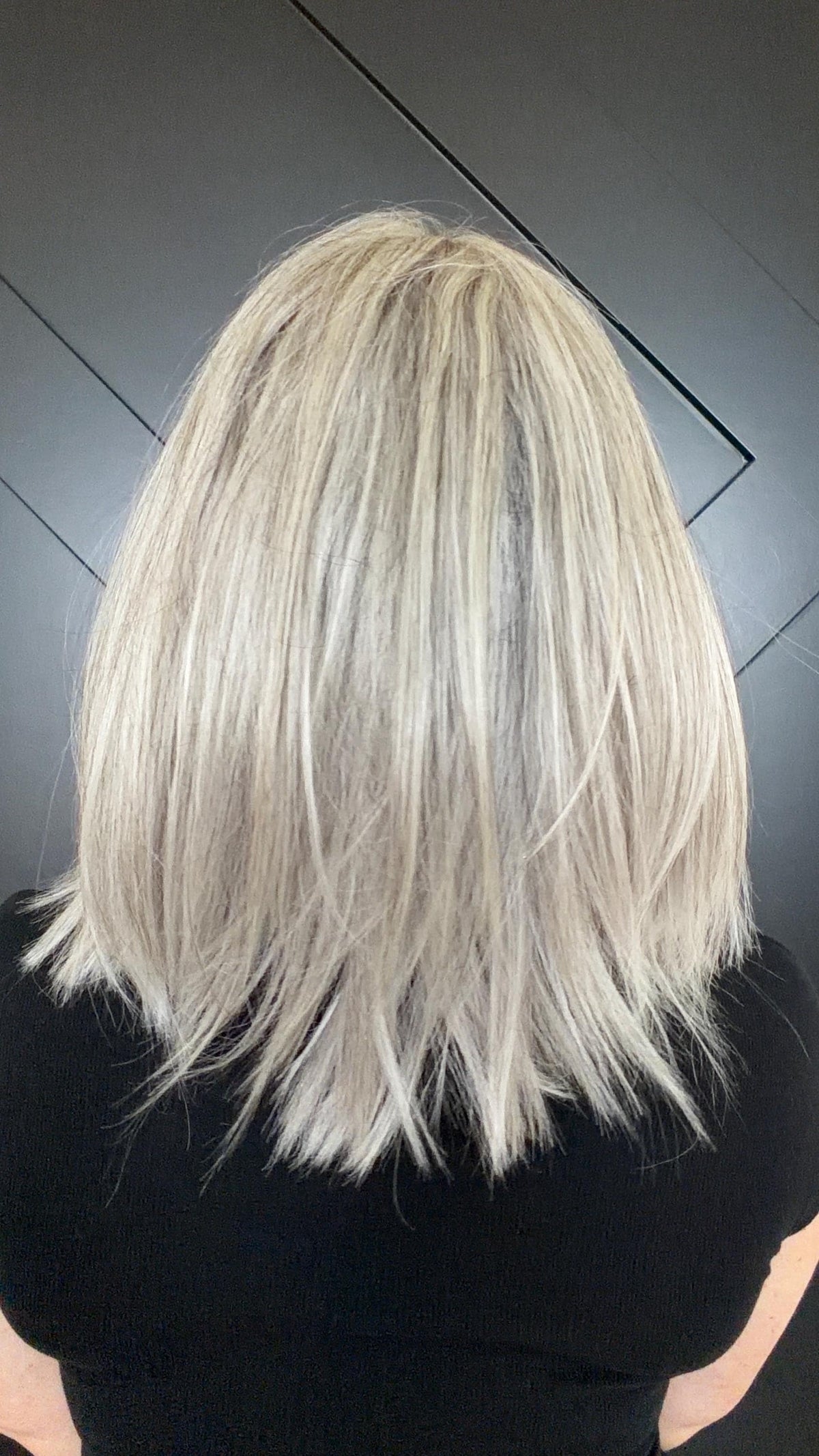 YOLANDA Layered European Remy Human Hair Wig | Natural Density 5x5” French Drawn front lace| 12-16” salt and pepper wig