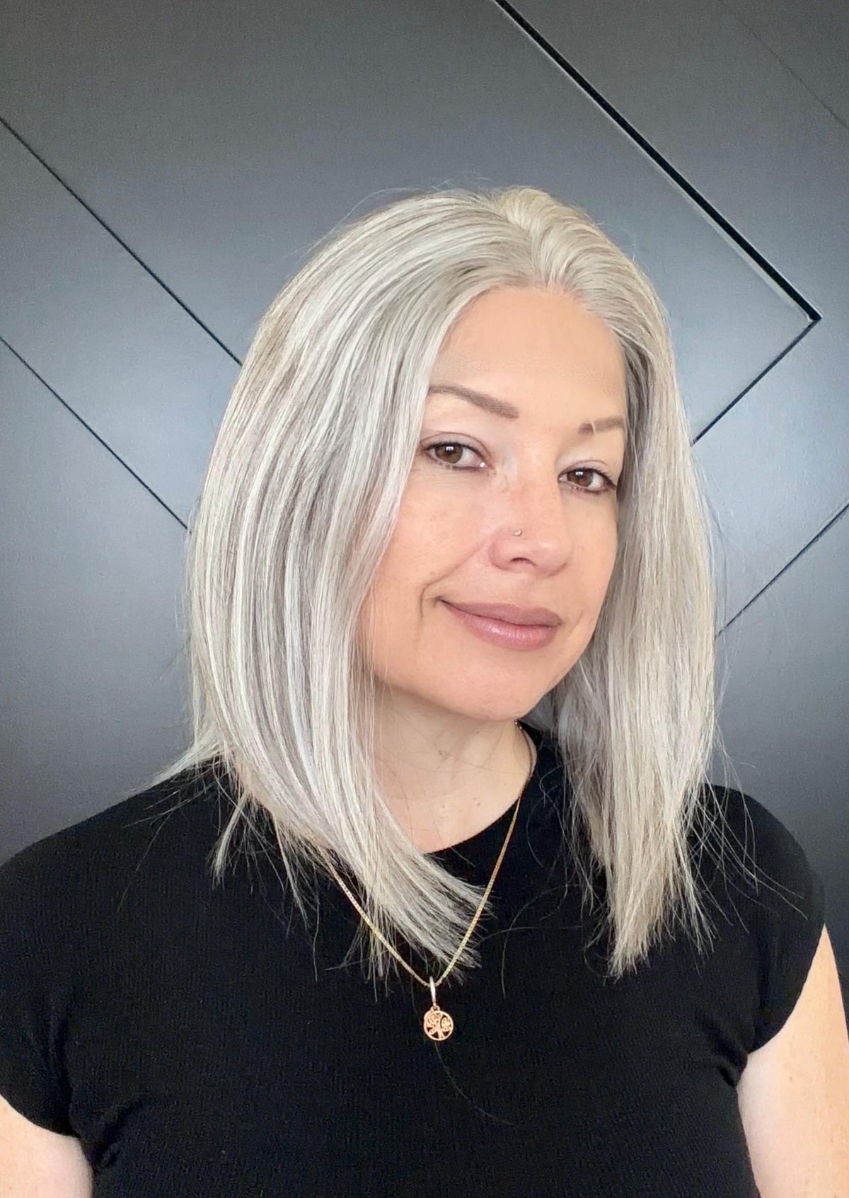YOLANDA Layered European Remy Human Hair Wig | Natural Density 5x5” French Drawn front lace| 12-16” salt and pepper wig
