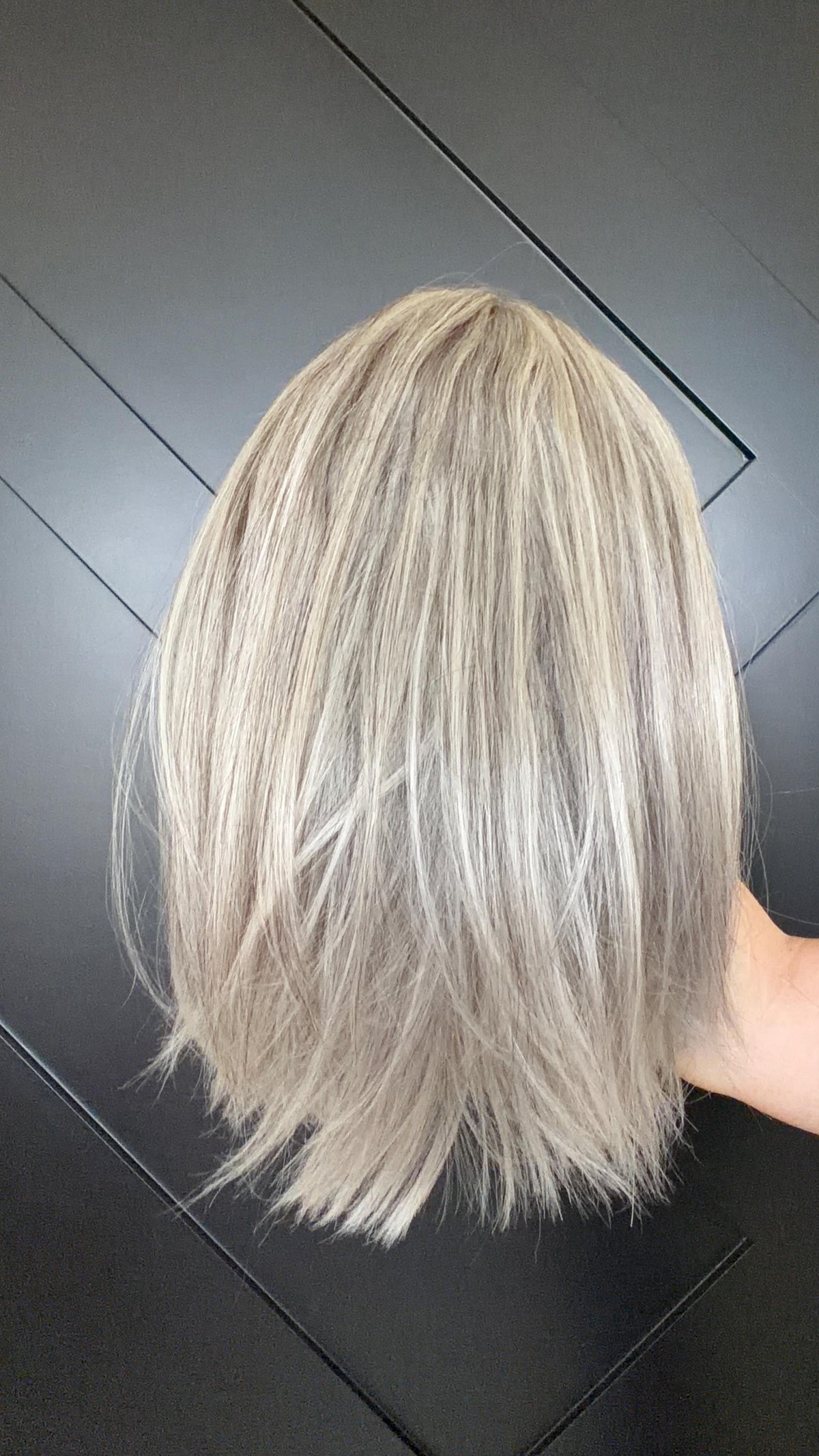 YOLANDA Layered European Remy Human Hair Wig | Natural Density 5x5” French Drawn front lace| 12-16” salt and pepper wig