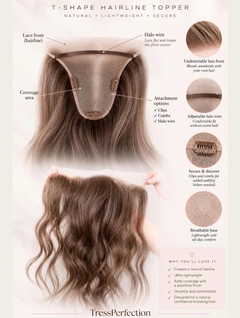 Human Hair Frontal topper SALE Mongolian 2x11 + 4x6 Deep Base Reddish Brown Wide Lace Front & Crown Halo Human Hair Topper | 12-14” PATTY
