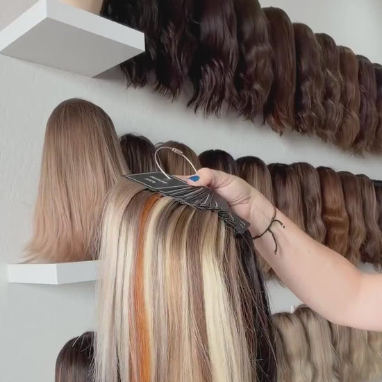 Human Hair Extensions Color Ring  Blonde Brunette Balayage Piano Colors Human Hair Swatches  Perfect Match for Extensions Toppers and  Wigs