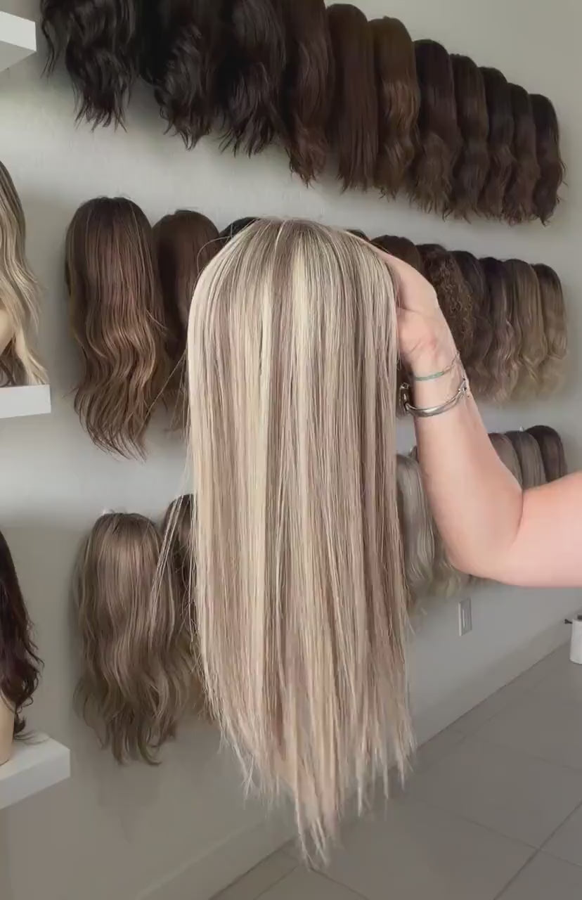 TAFFY 16-18"  5x6.5 Silk Top Human Hair Topper – Ashy blonde | low  Density | Realistic Scalp Look | Brazilian Remy Human Hair