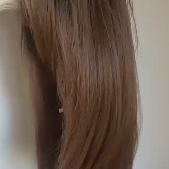 22" Straight Lace Front Wig – Heat-Resistant Futura Fiber, Natural  Brunette Natural density Layered Haircut customization available JAZMIN