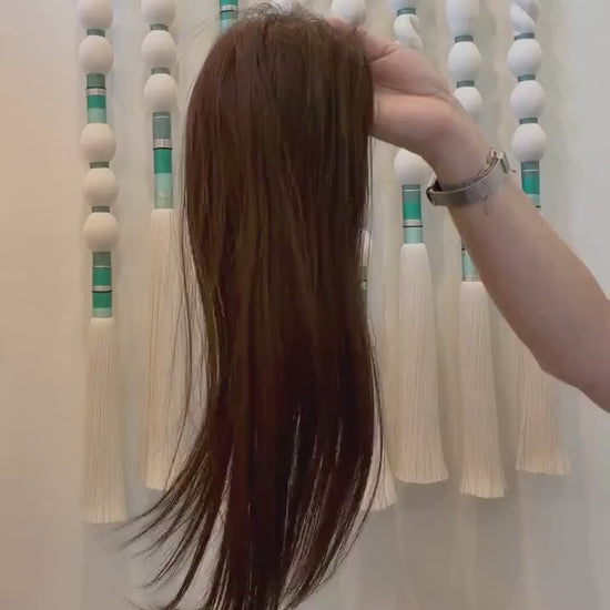 YOKAN  Remy Human Hair Topper 16" | 3x5.5” monofilament top| Natural Density | Dark Brown