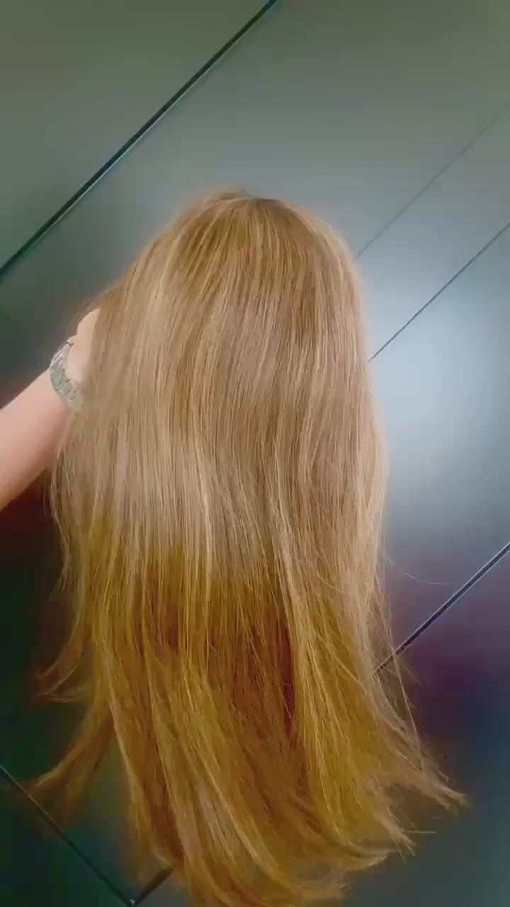 SLOANE  Human Hair Topper 7x8 with Silk Base | Warm Honey Blonde with Lowlights | 14 - 20” Long | Custom-made color