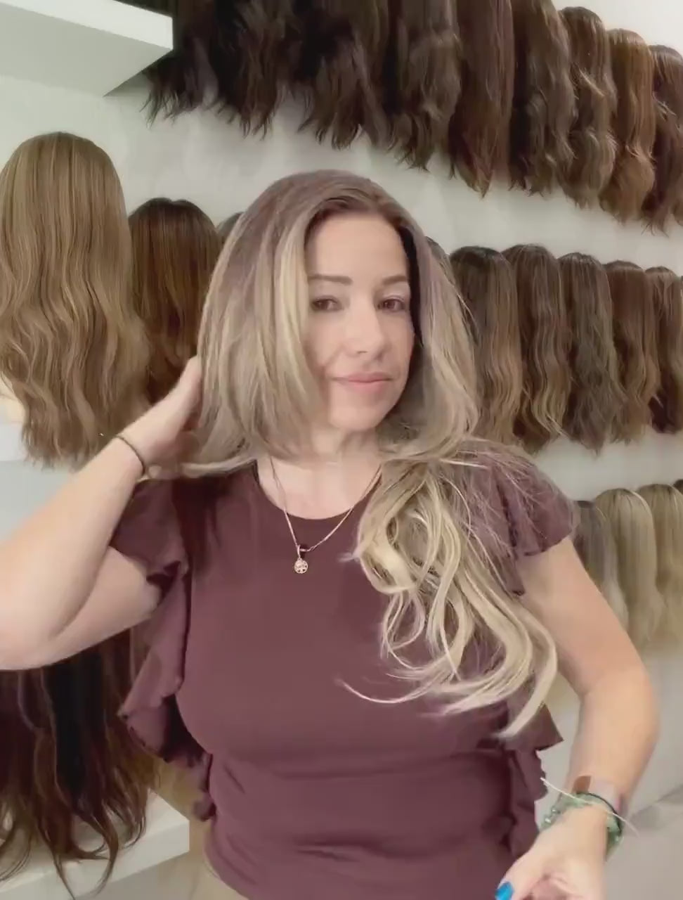 30" Lace Front Wig – Heat-Resistant Futura Fiber, Highlight Blonde Balayage Natural density Layered Haircut customization available CONDESA