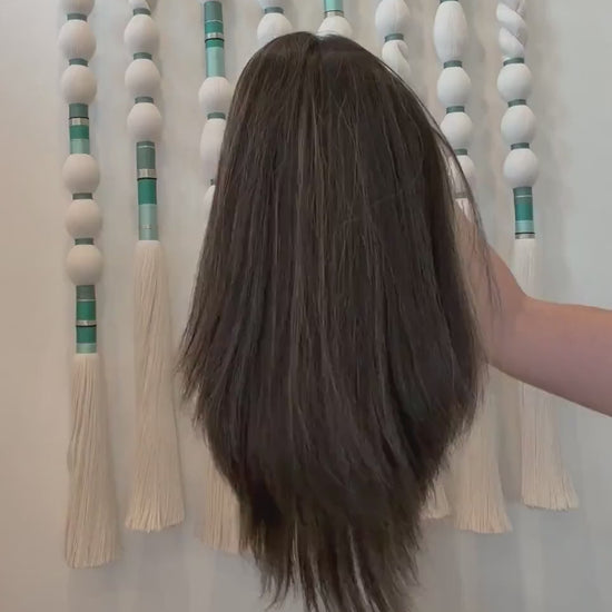 TAPIOCA 18"  8x8 topper 4x4 Silk Top Human Hair Topper – Natural Black Highlights  |  | Realistic Scalp Look | Brazilian Remy Human Hair