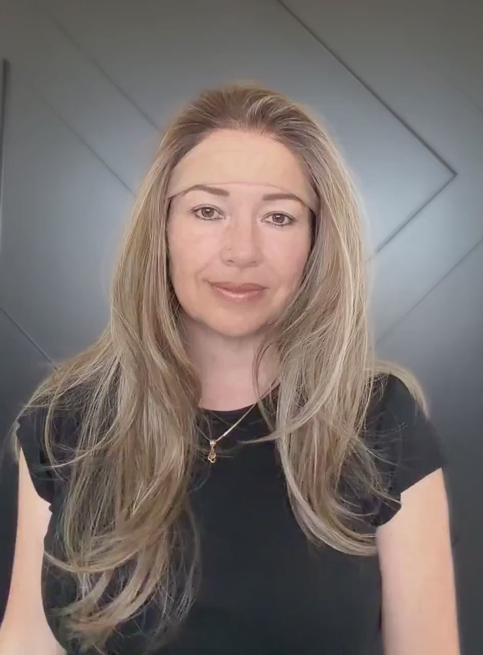 30" Lace Front Wig – Heat-Resistant Futura Fiber, Highlight Blonde Balayage Natural density Layered Haircut customization available RIO