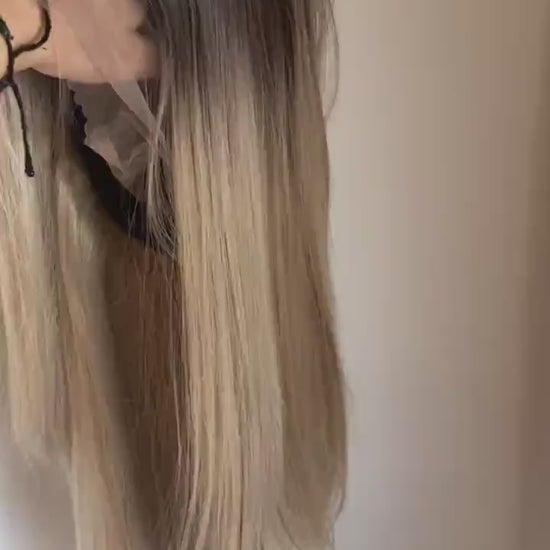 30" Icy Platinum Blonde Lace Front Wig – Rooted Ash Blend Futura  Fiber Natural density Layered Haircut customization available CARTUCHO